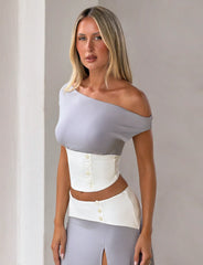 Alyssa Off Shoulder Top - Grey