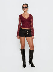 Pitter Long Sleeve Top Burgundy