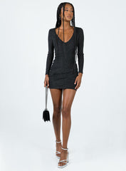 Monika Long Sleeve Mini Dress Black