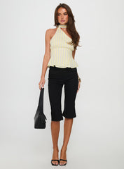 Zukaia One Shoulder Scarf Top Yellow Stripe