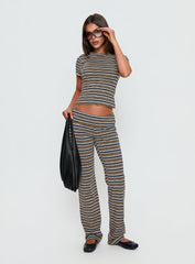 Manolo Foldover Pants Brown / Grey Stripe