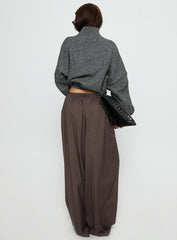Bungala Oversized Relaxed Pants Brown Check
