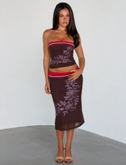 Serah Diamante Midi Skirt - Chocolate
