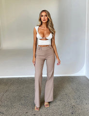 Kittie High Rise Pant - Beige : Tan