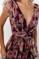 Carmine Maxi Dress | Wine Floral