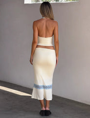 Calina Plunge Lace Top - Cream
