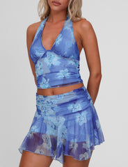 Devyn Mini Skort - Blue Macro Floral