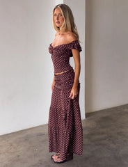 Denali Maxi Skirt - Brown Dot