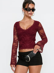 Pitter Long Sleeve Top Burgundy