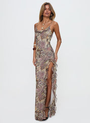 Sympathize Frill Split Maxi Dress Multi