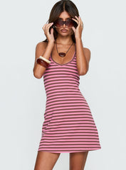 Klova Halter Mini Dress Pink Stripe