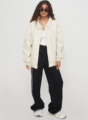 Goldsmith Faux Leather Bomber Jacket Cream