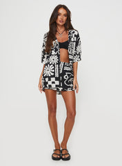 Caraliia Mini Skirt Black / Cream