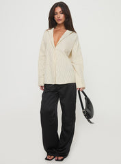 Mallin Shirt Cream/Brown Stripe