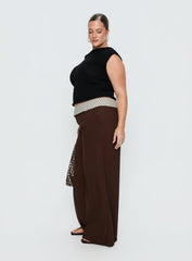Past Life Fold Over Waistband Pant Brown / Stripe Curve