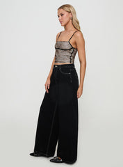 Naylor Mid Rise Wide Leg Jeans Mid Black