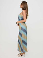 Celik Strapless Maxi Dress Blue / Brown