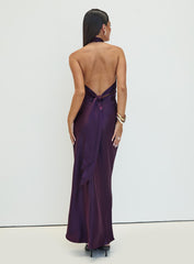 Rosaminta Halter Maxi Dress Plum Petite