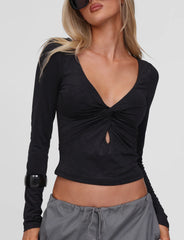 Saffira Long Sleeve Top - Black