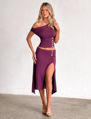 Alyssa Off Shoulder Top - Plum