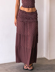 Denali Maxi Skirt - Brown Dot