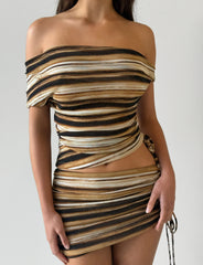 Braelyn Top - Brown Stripe