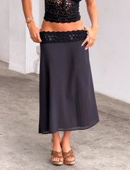 Sasha Crochet Midi Skirt - Black