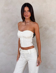 Kittie Strapless Corset - Cream Dot
