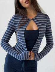 Timara Cardigan - Navy Stripe