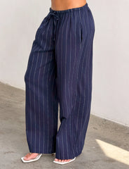 Lainey Pant - Navy Pinstripe